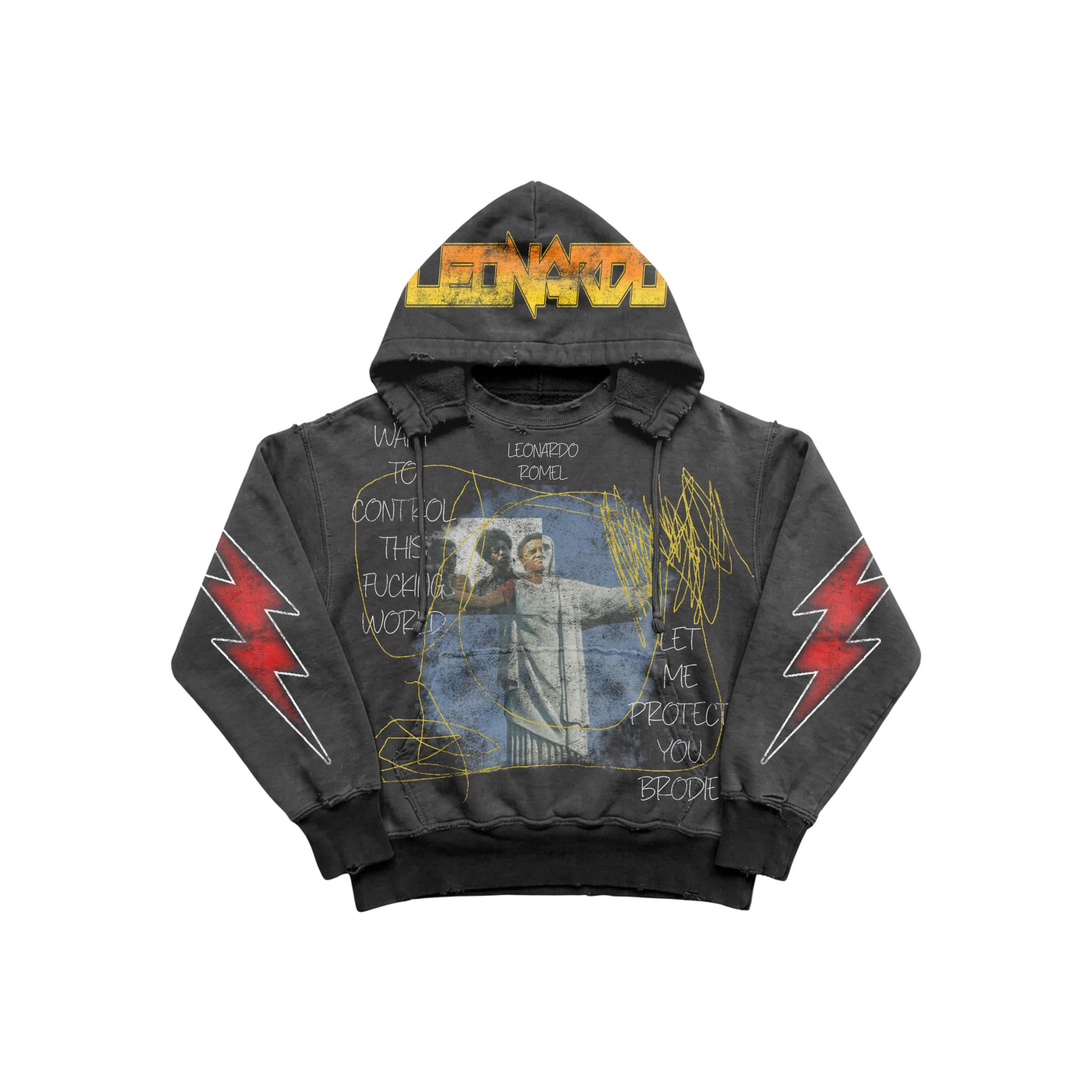 Leonardo Romel “Control the World” Distressed Hoodie